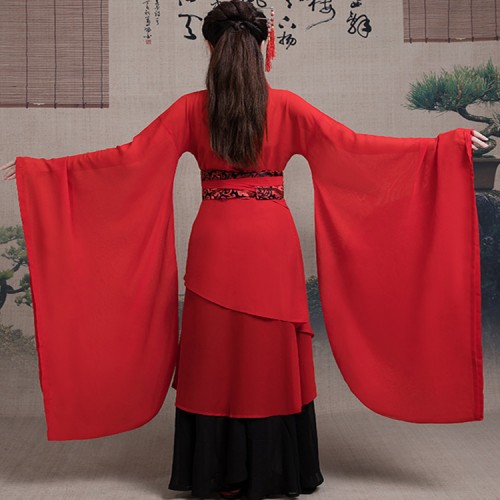 Women's chinese folk dance dresses fairy princess classical ancient traditional stage performance drama cosplay robes kimonos for girls